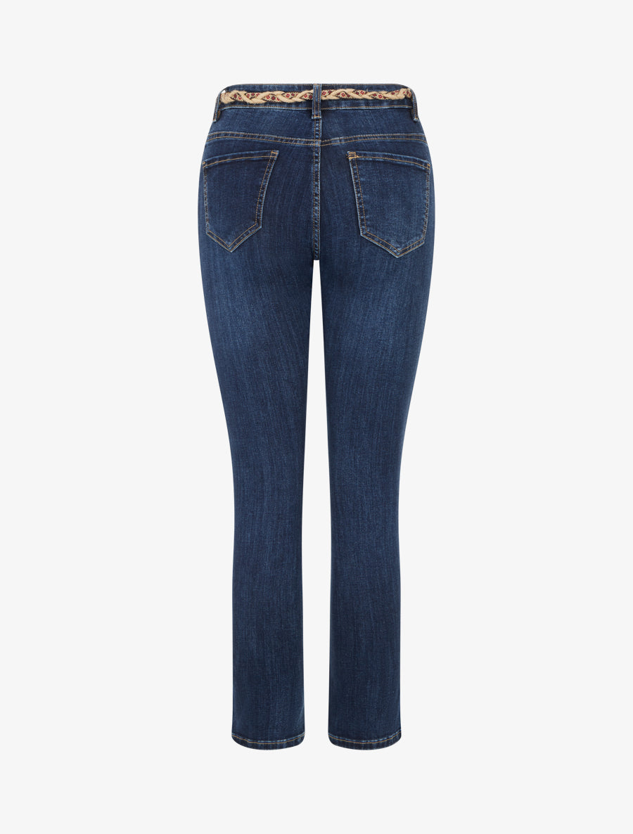 Jean à empiècement perles coupe skinny - Bleu denim - 2