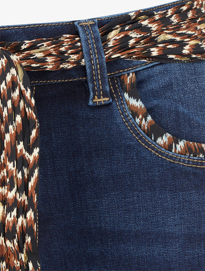 Jean à revers à détail imprimé coupe slim - Bleu denim - 3