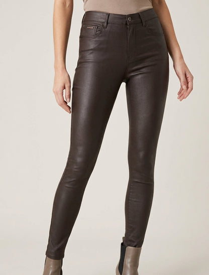 Jeans skinny effetto cerato - Marrone
