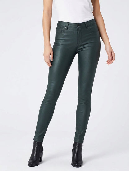 Jeans skinny effetto cerato - Verde scuro