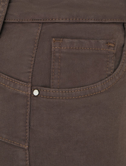 Jean slim uni à taille haute - Marron chocolat - 3