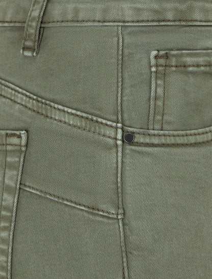 Jean slim uni à taille haute - Kaki - 3