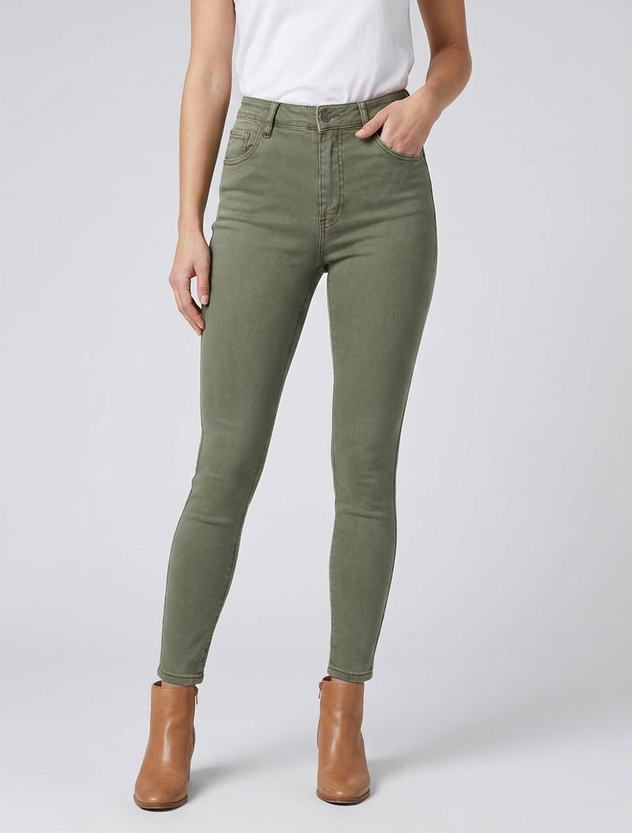 Jeans a sigaretta a vita alta - Cachi