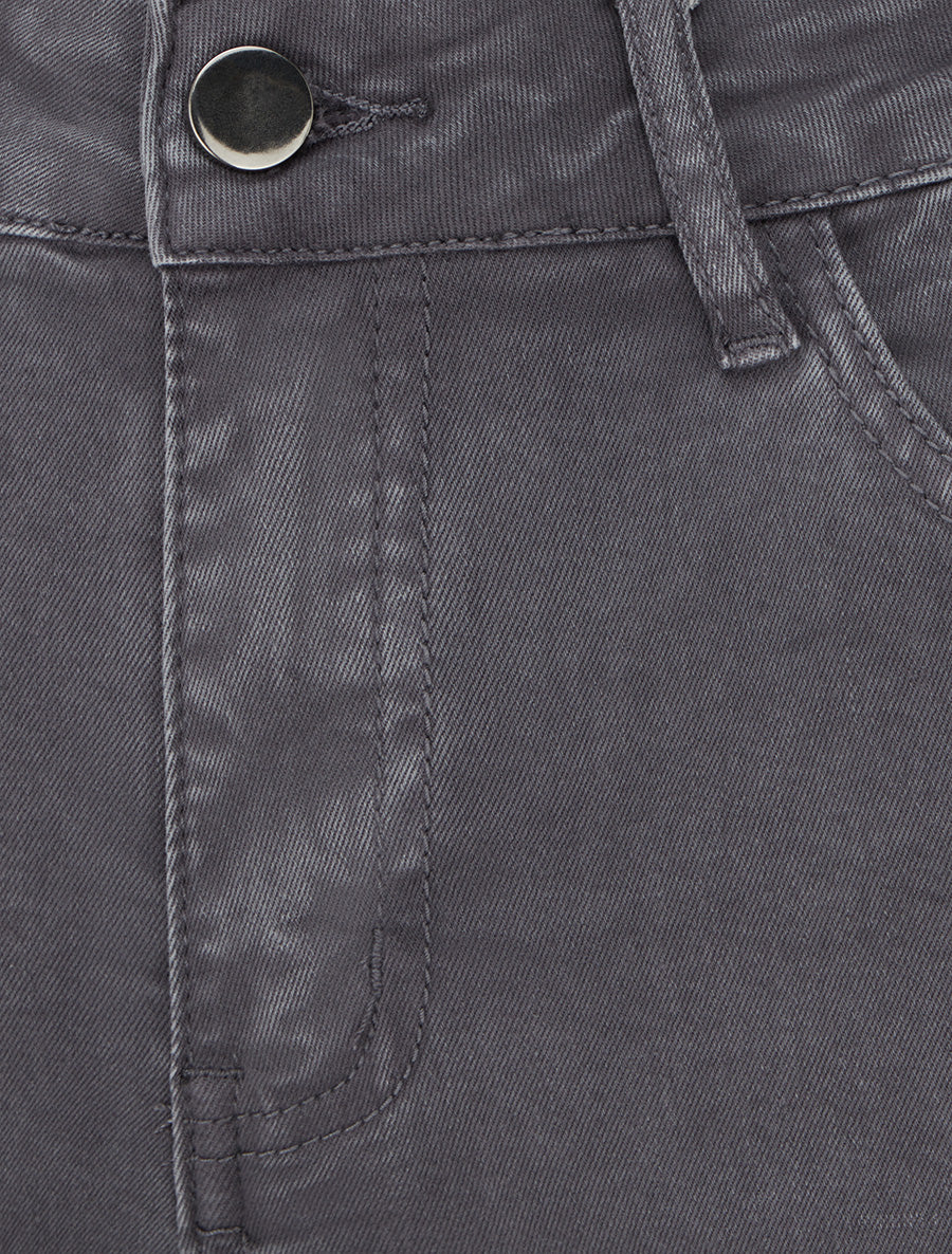 Jean slim uni à taille haute - Gris foncé - 3