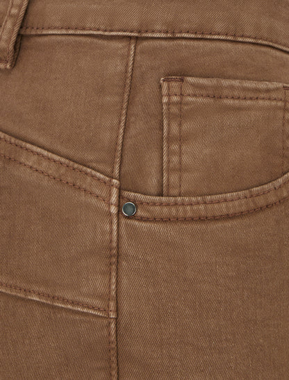 Jean slim uni à taille haute - Marron - 3