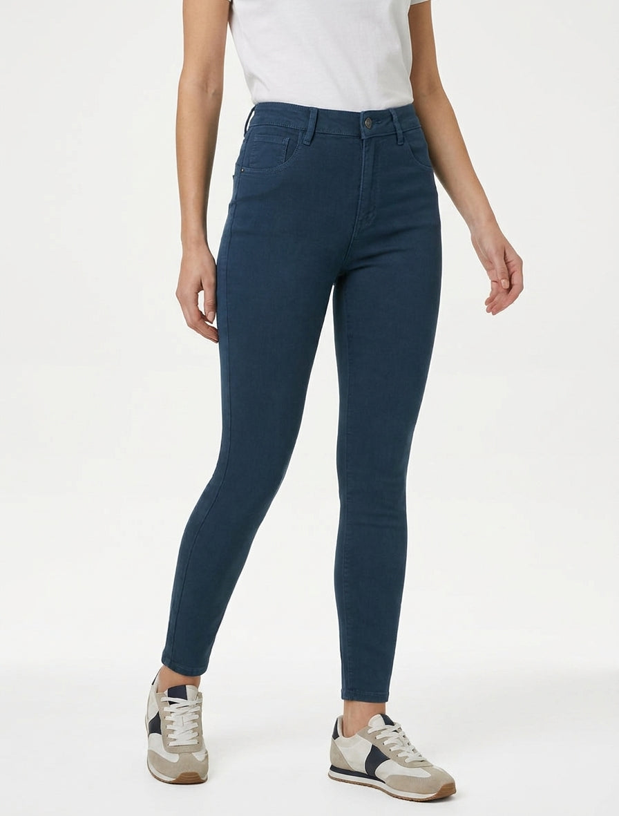 Jeans a sigaretta a vita alta - Blu