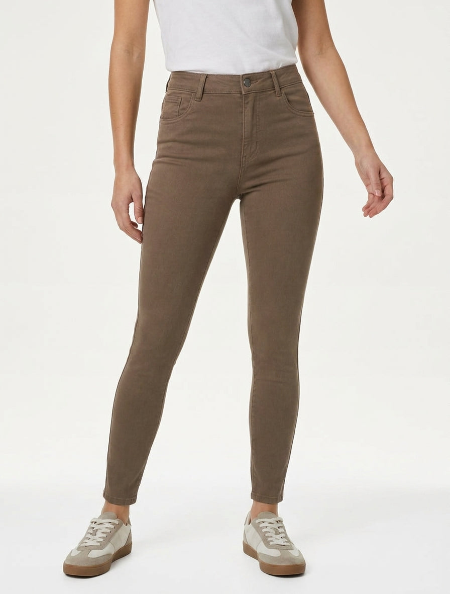 Jeans a sigaretta a vita alta - Talpa scuro
