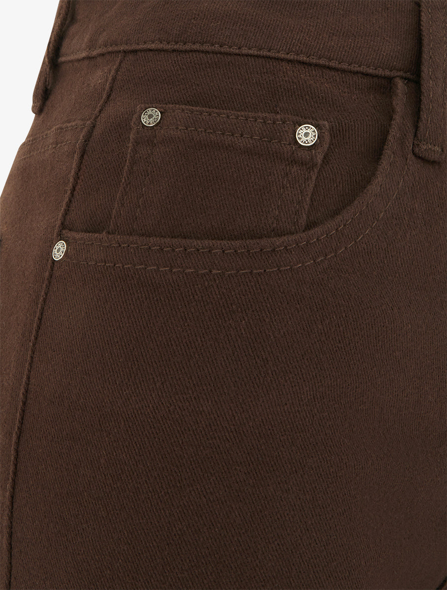 Jean wide leg uni à taille haute - Marron - 3