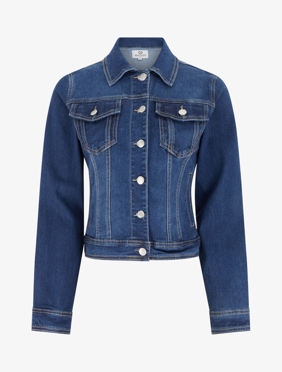Veste en jean ajustée - Bleu - 1