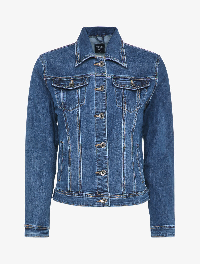 Veste en jean coupe droite - Bleu denim - 1