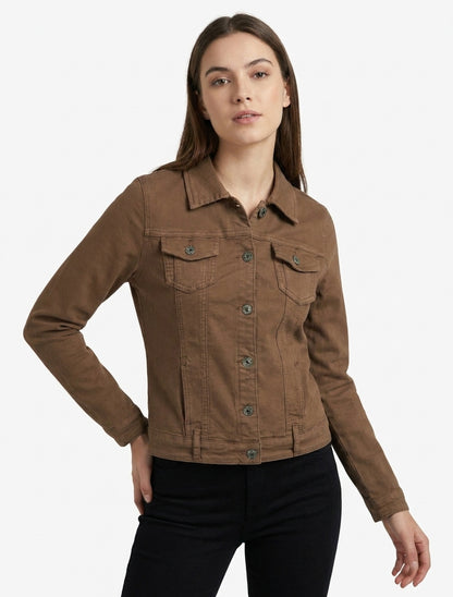 Giacca di jeans semplice taglio dritto - Marrone