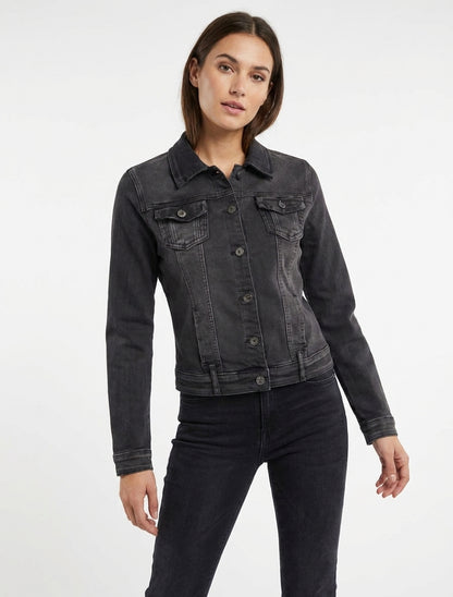 Giacca di jeans semplice a taglio dritto - Nero