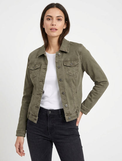 Giacca di jeans semplice a taglio dritto - Cachi