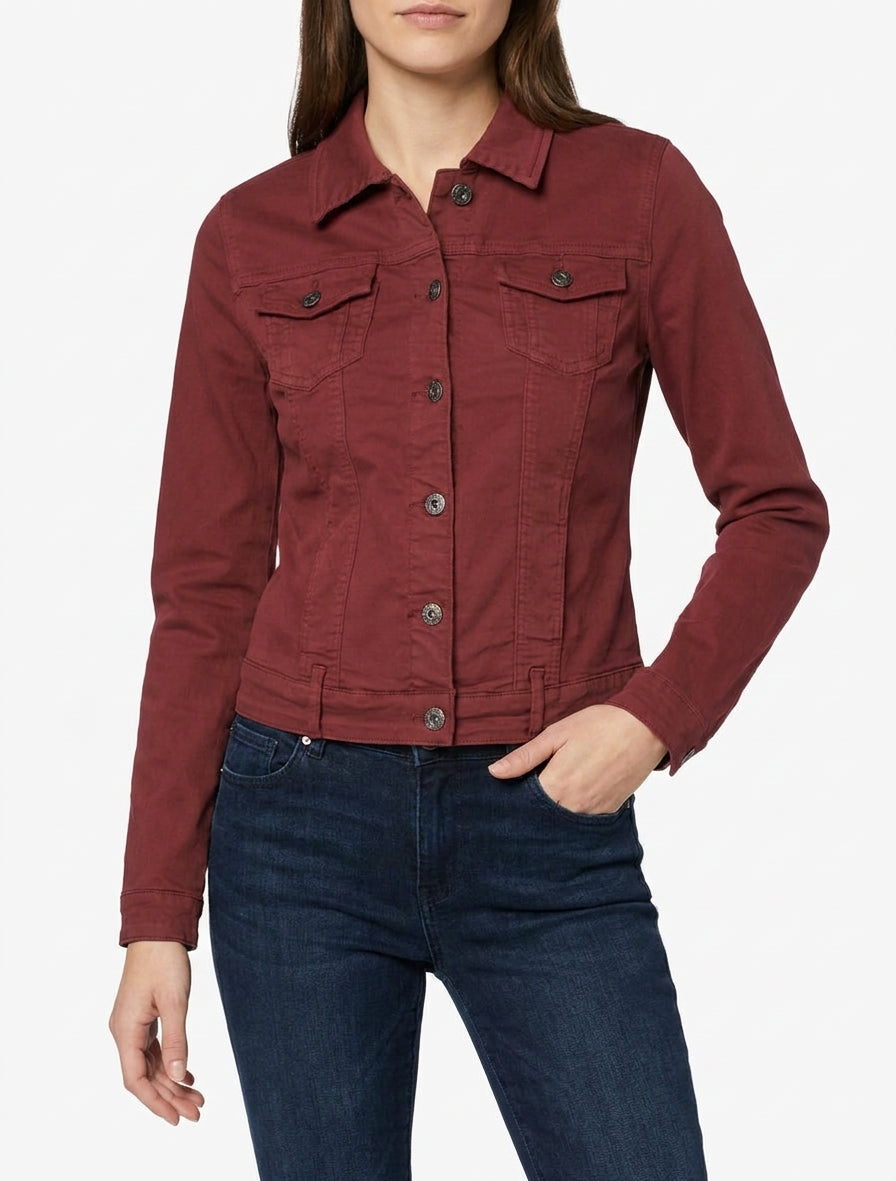 Giacca di jeans semplice a taglio dritto - Bordeaux