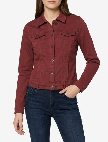 Giacca di jeans semplice a taglio dritto - Bordeaux