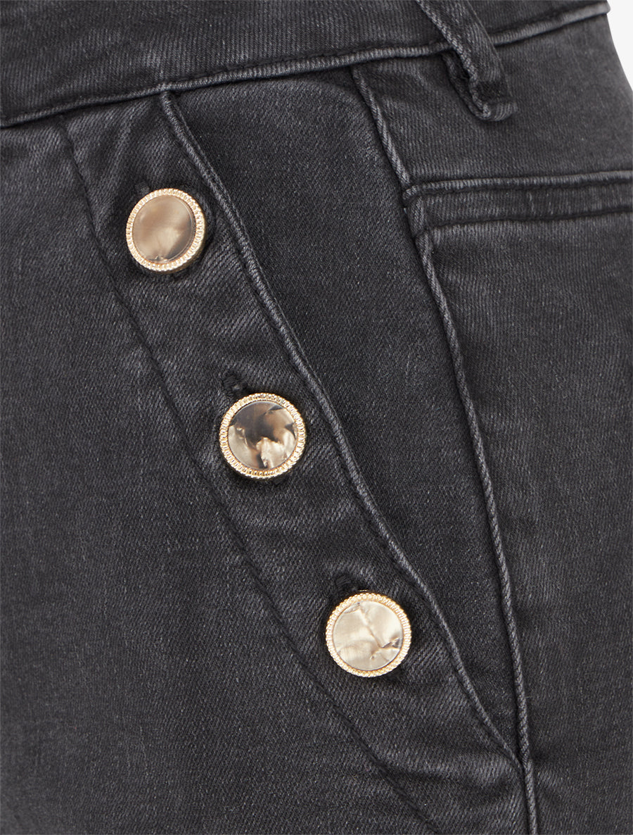 Jean wide leg à boutons nacrés - Anthracite - 3
