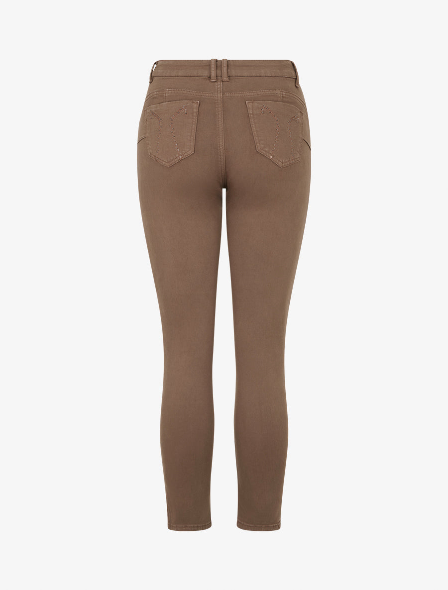Jean à motifs sequins aux poches coupe skinny - Camel - 2