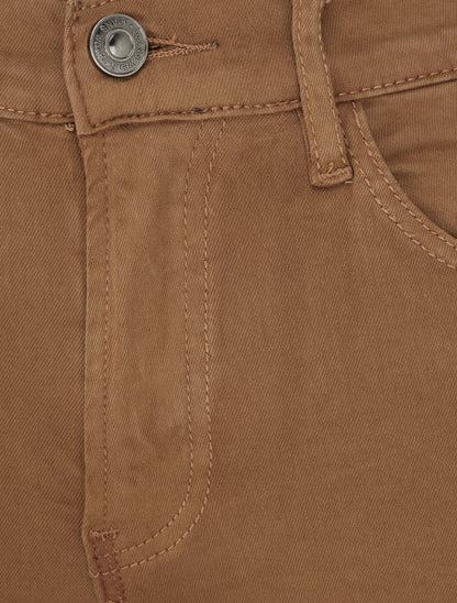 Jean slim uni taille haute - Camel - 3