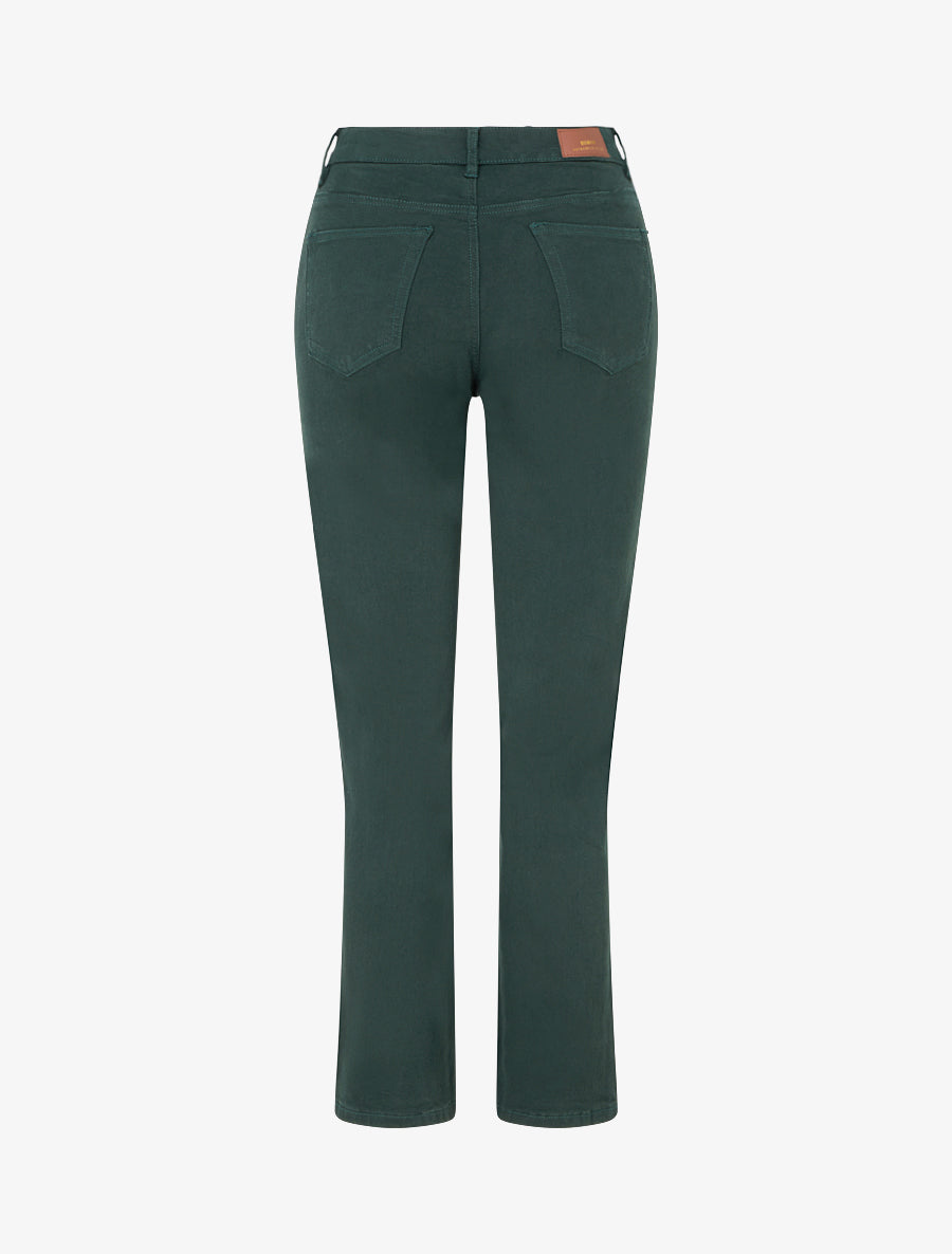 Jean slim uni taille haute - Vert foncé - 2