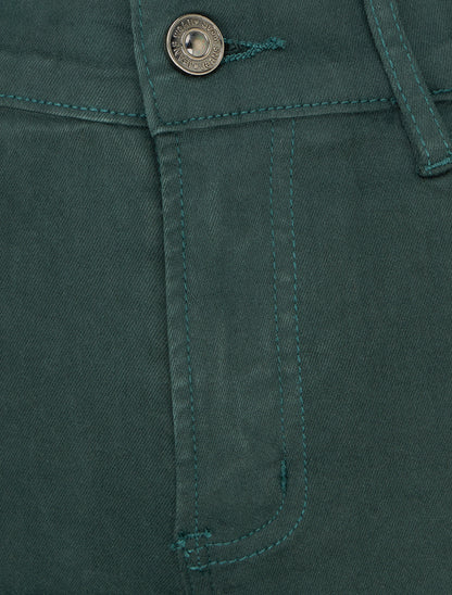 Jean slim uni taille haute - Vert foncé - 3