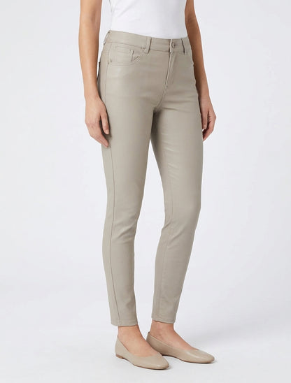 Pantaloni slim in similpelle effetto cerato - Beige