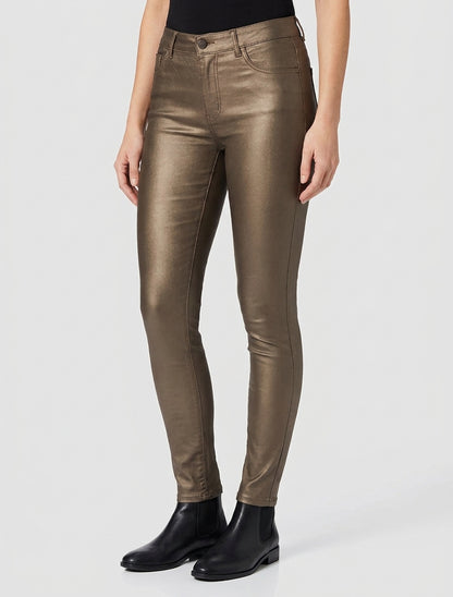 Pantaloni slim in similpelle effetto cerato - Bronzo