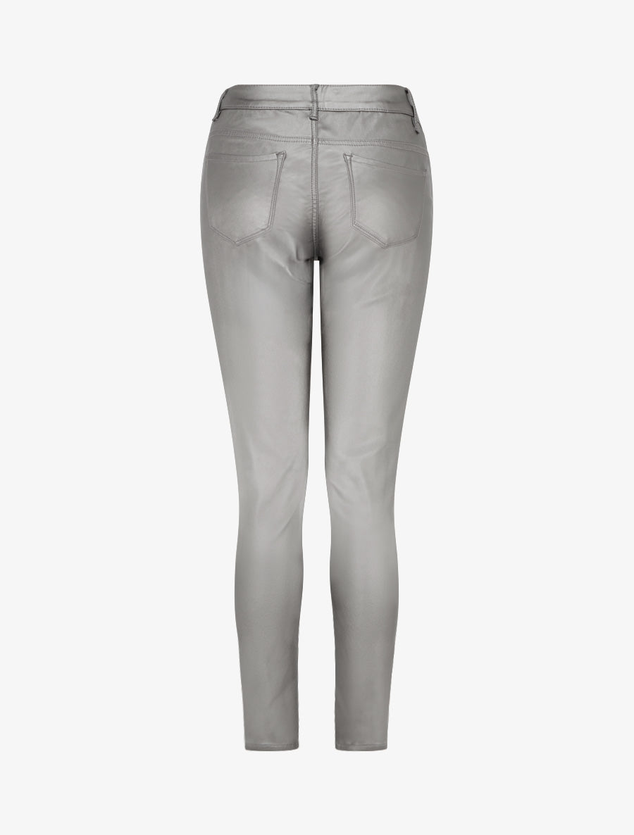 Pantalon slim en simili effet enduit - Gris taupe - 2