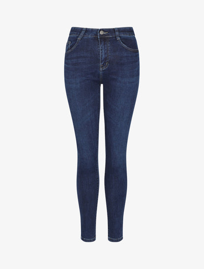 Jean slim stretch à taille haute - Bleu denim - 1
