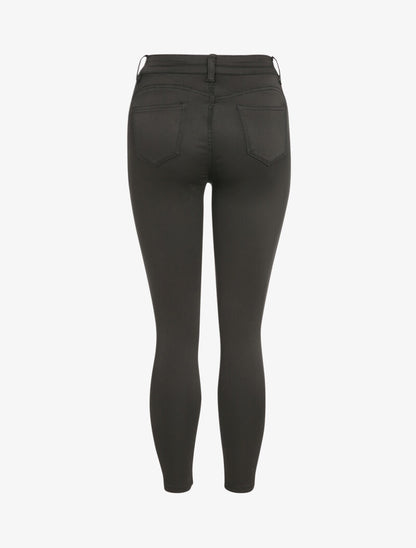 Jean slim satiné à taille haute - Noir - 2