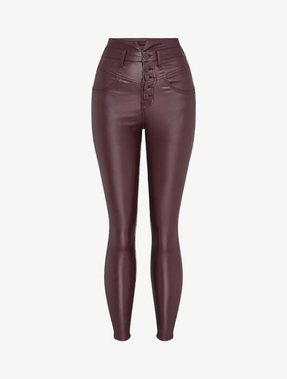 Jean skinny enduit - Bordeaux - 1