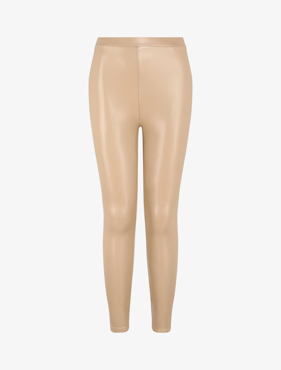 Legging ultra skinny en simili - Taupe - 1