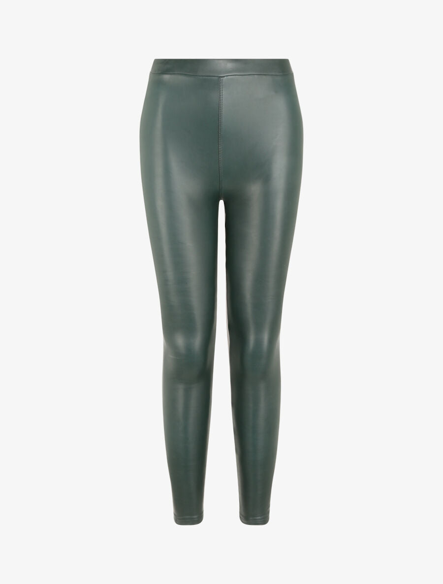 Legging ultra skinny en simili - Vert bouteille - 4