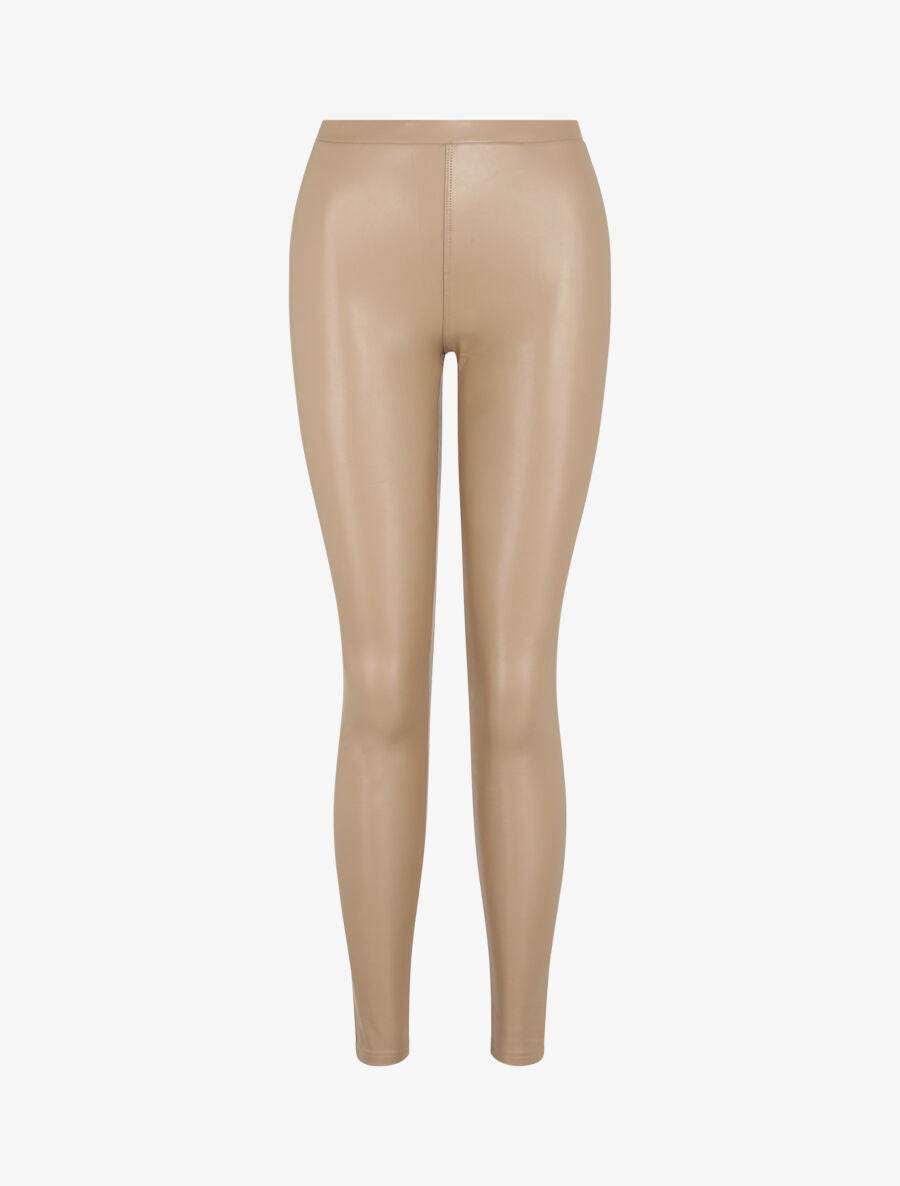 Legging stretch en simili - Beige - 4