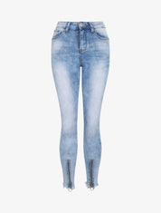 Jean push up à bords à zips - Bleu - 4