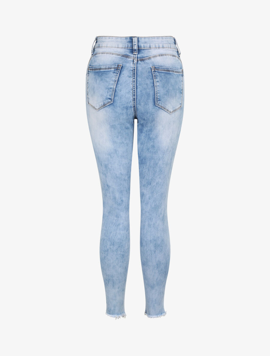 Jean push up à bords à zips - Bleu - 2