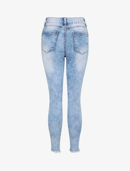 Jean push up à bords à zips - Bleu - 2