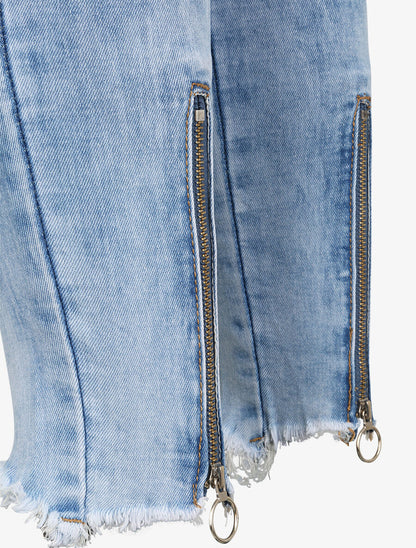 Jean push up à bords à zips - Bleu - 3