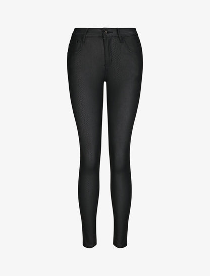 Pantalon en simili effet python - Noir - 1
