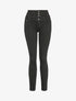Jean skinny taille empire à boutons stylisés - Noir - 4