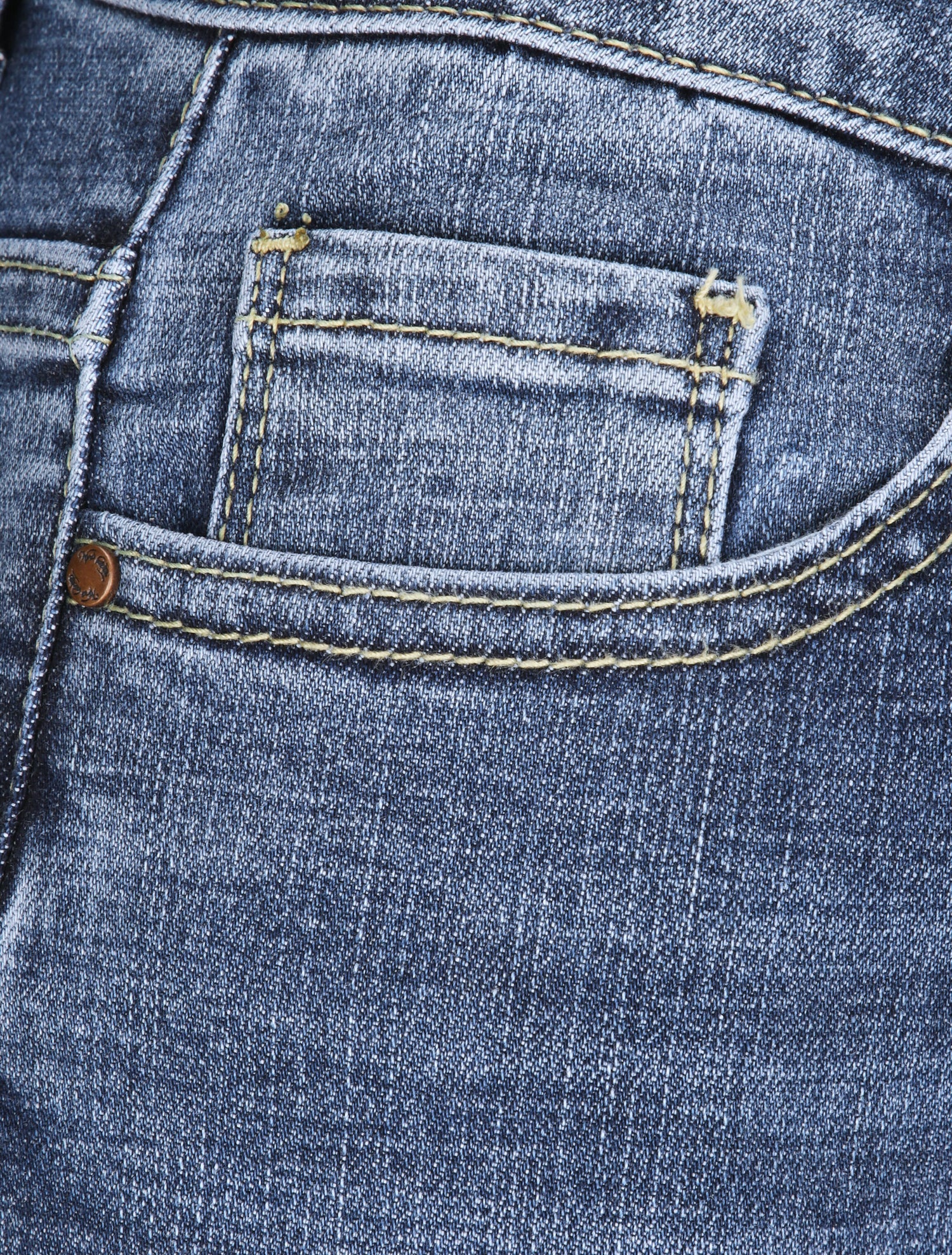 Jean large 7/8 taille haute et bords coupe franche - Bleu denim - 3