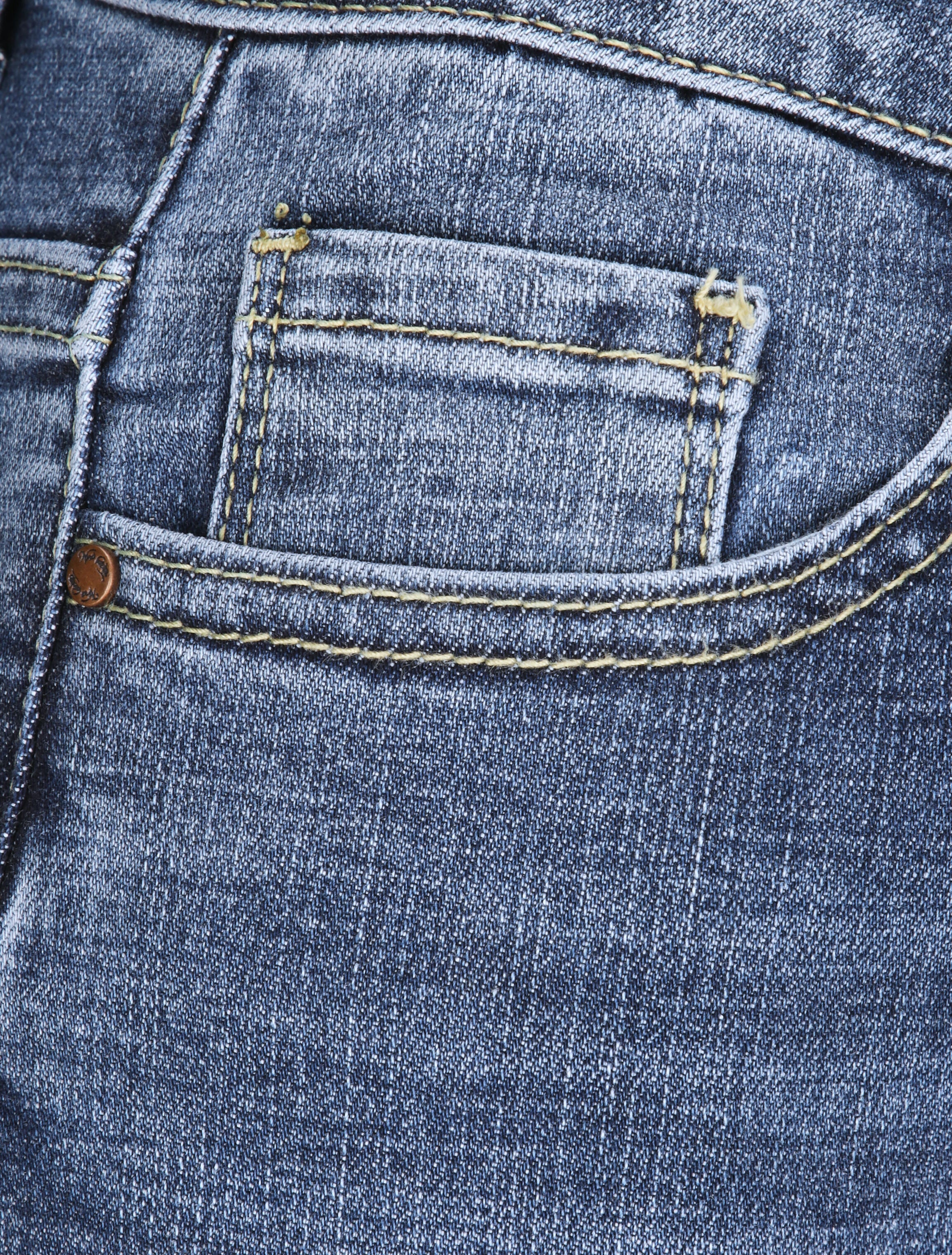 Jean large 7/8 taille haute et bords coupe franche - Bleu denim - 3