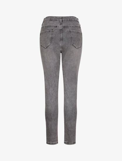 Jean grande taille slim à taille haute - Gris - 2