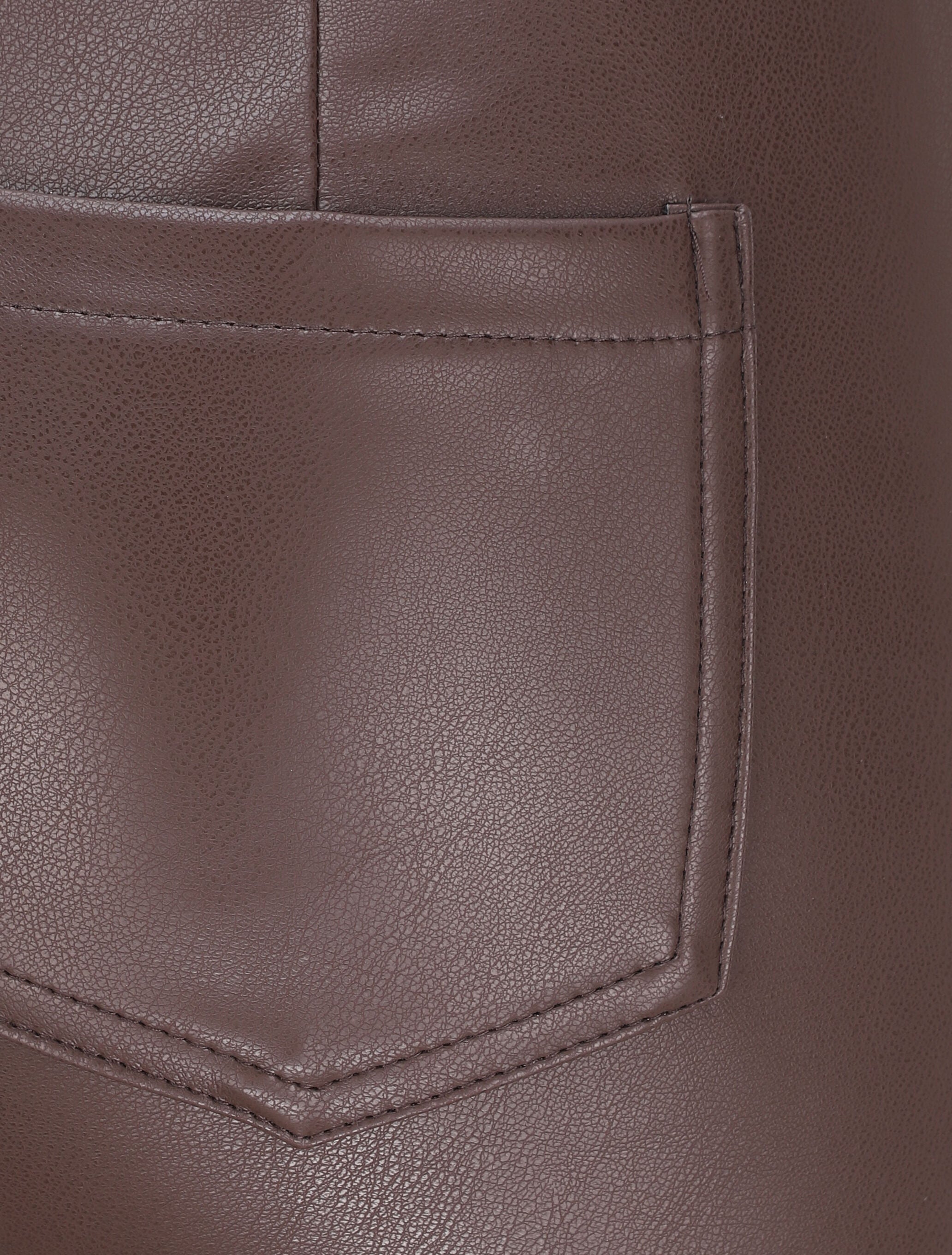 Pantalon slim en simili - Marron - 3