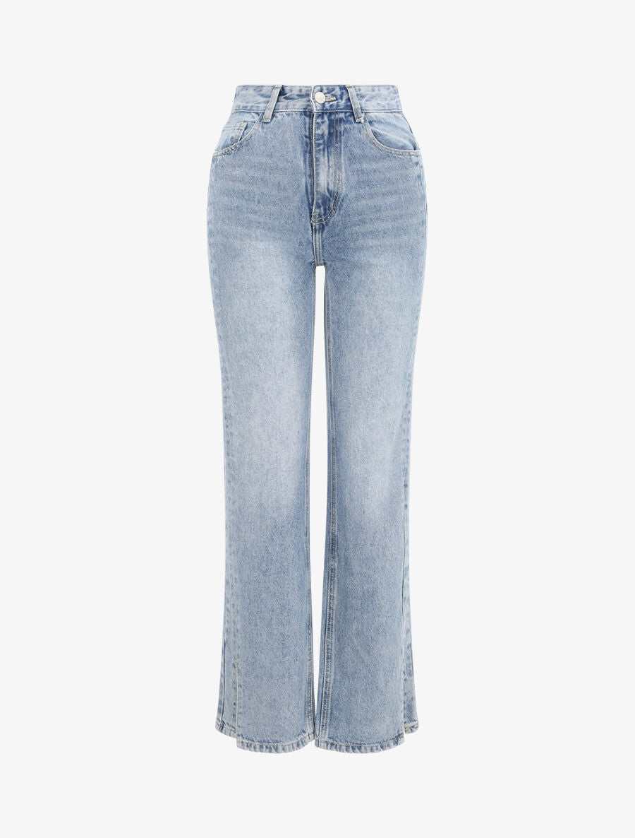 Jean ample à bords fendu - Bleu denim - 4