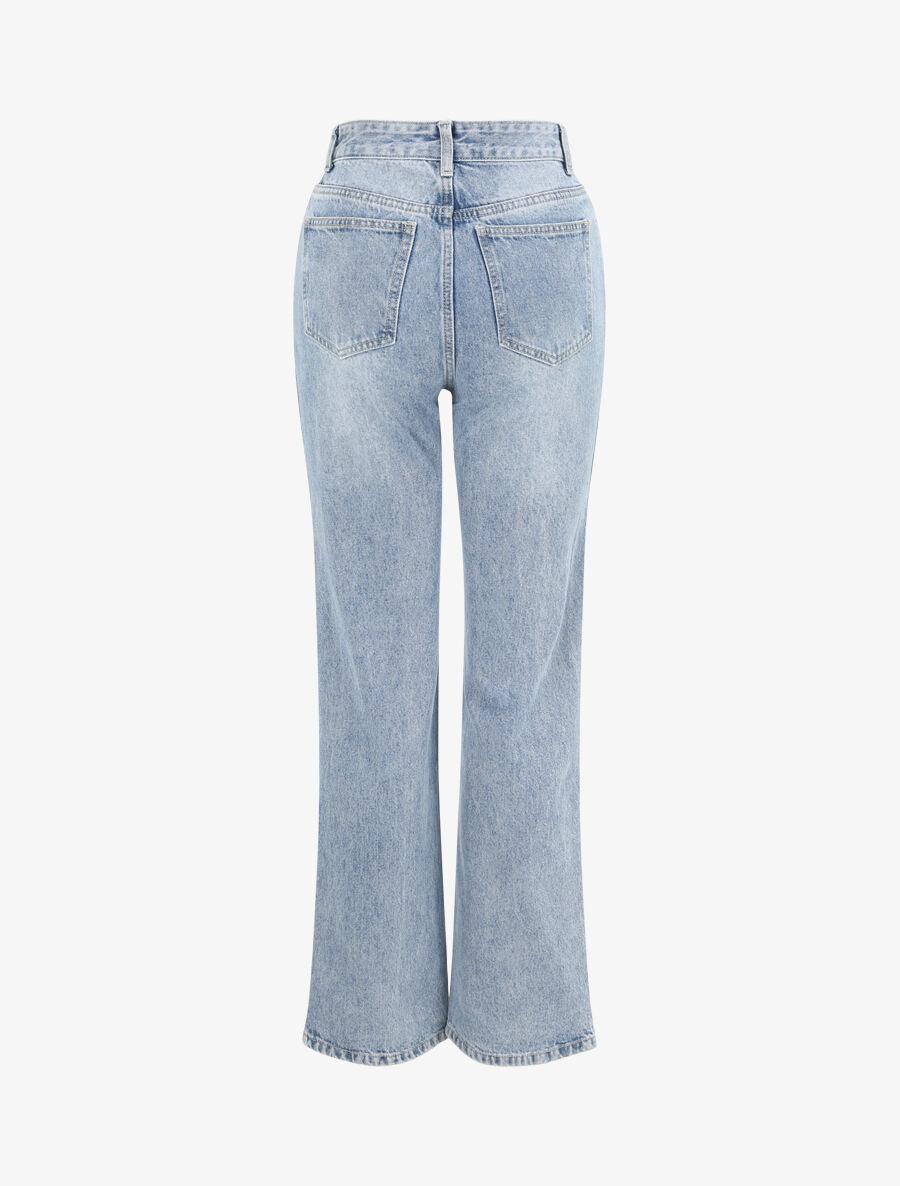Jean ample à bords fendu - Bleu denim - 2