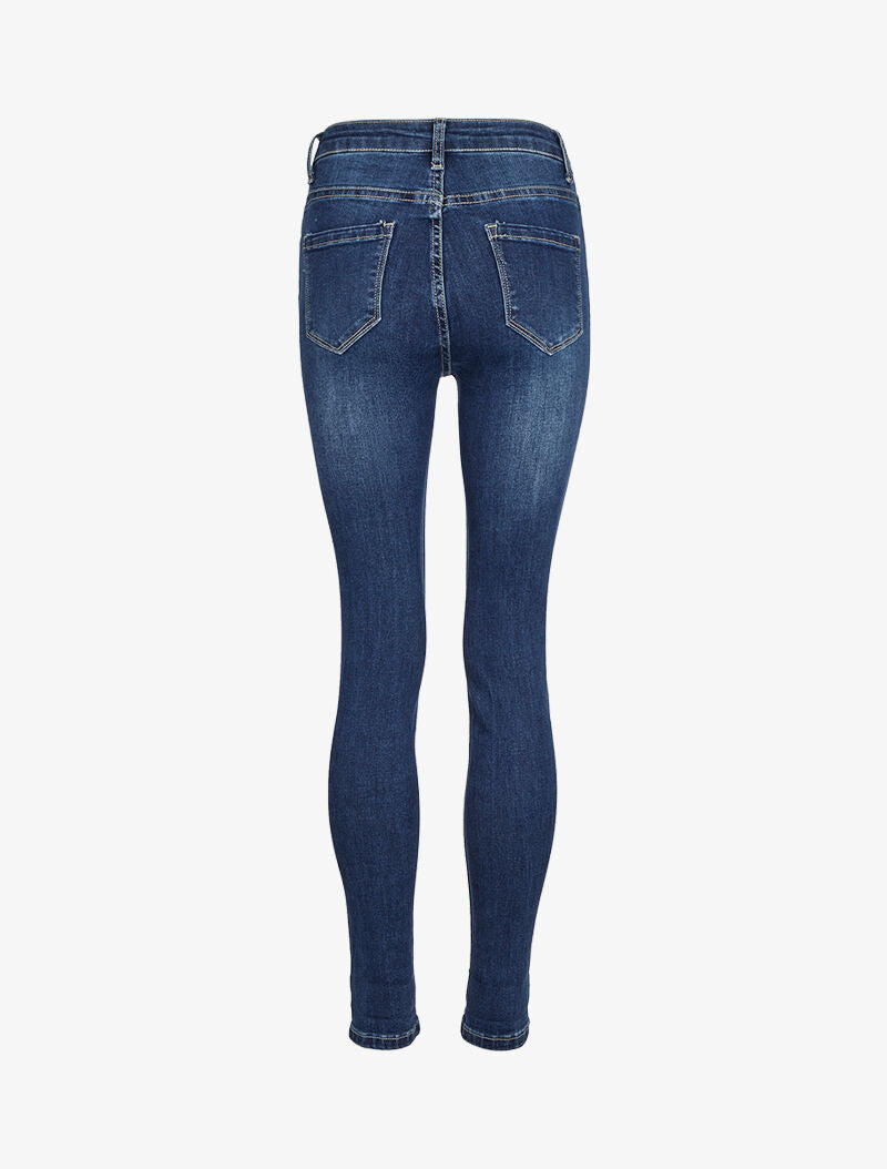 Jean skinny légèrement délavé - Bleu denim - 4