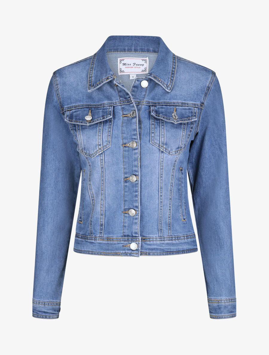 Giacca di jeans dritta délavé - Blu chiaro