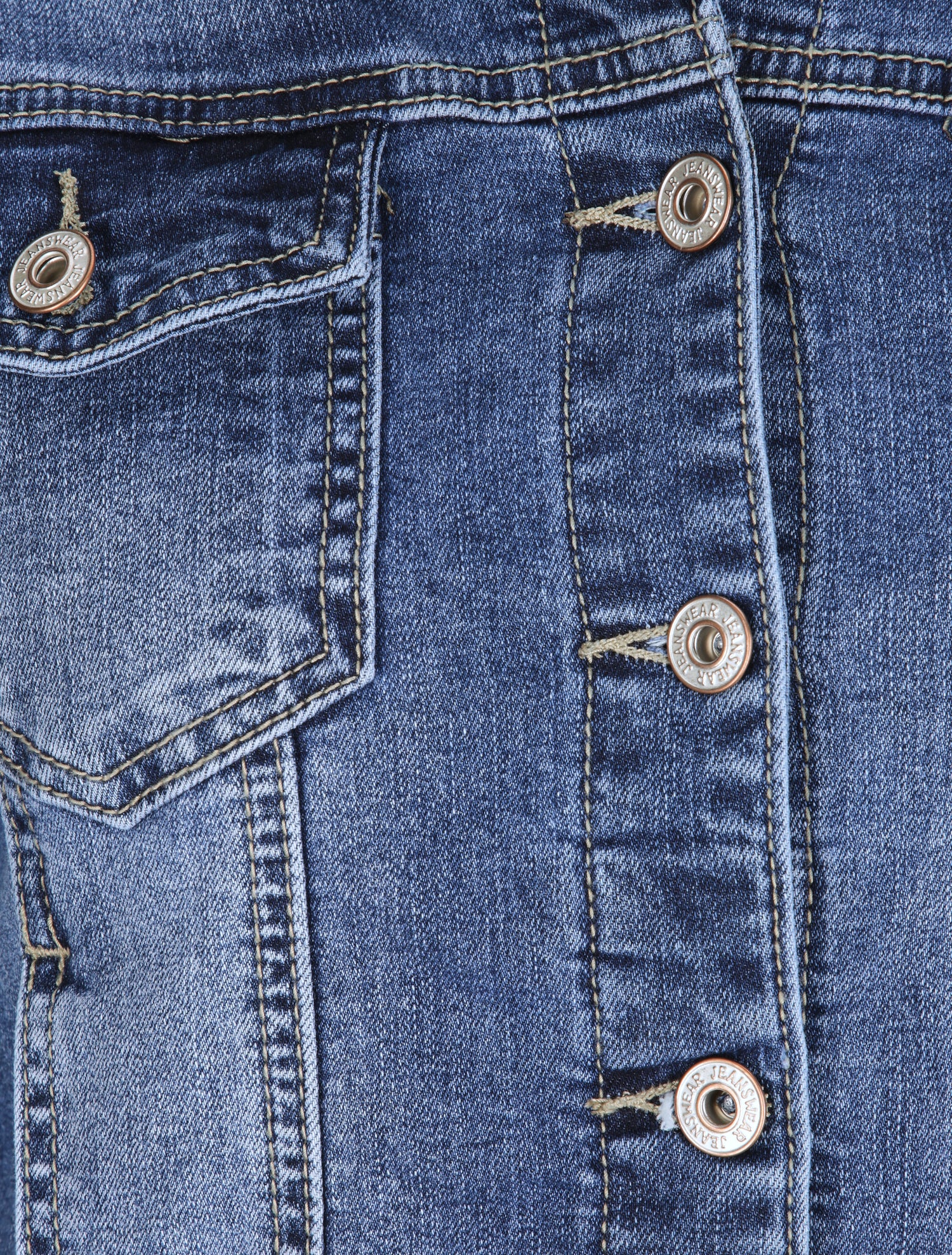 Veste en jean droite délavée - Bleu - 3
