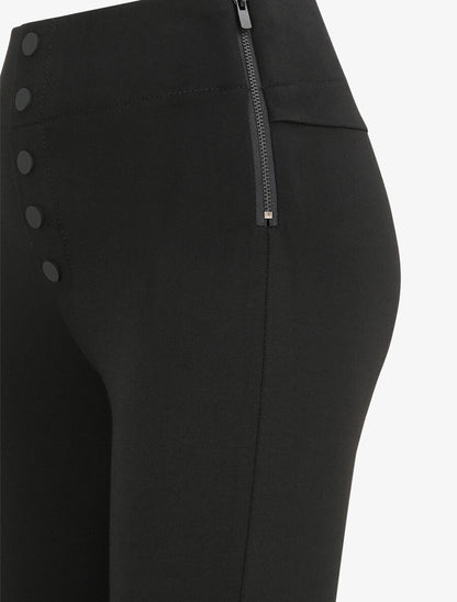 Pantalon stretch skinny à taille haute boutonnée - Noir - 3