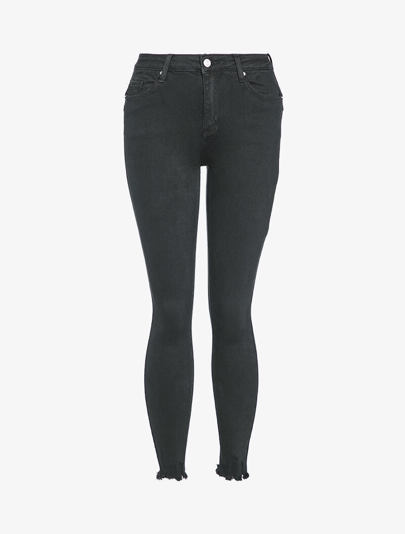 Jean skinny à bords effilochés - Noir - 3